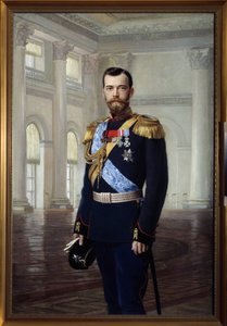Portrett av den russiske tsaren Nicholas II i 1900 (1868-1918) maleri av Ernest Karlovich Liphart (1847-1932) Statens friluftsmuseum Tsarskoye Selo, St. Petersburg. av Baron Ernest Friedrich von Liphart