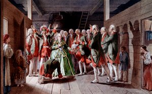 Den russiske imponen Elisabeth Iere Petrovna (1709-1762) på dagen for hennes fest og hennes fremtid på den keiserlige tronen, sverger soldatene til hennes lojalitet. av Baron Mikhail Petrovich Klodt von Jurgensburg