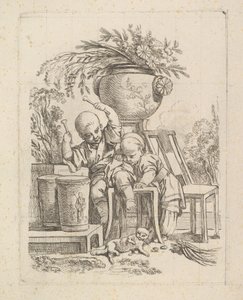 To barn, ett som spiller tromme. av Baron de Thiers Louis Antoine Crozat