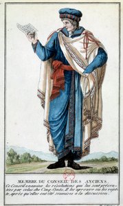Katalog: ""et medlem av Council of Ancients"" Gravering av Baron de Vinck (1800-tallet) Paris, BN av Baron de Vinck