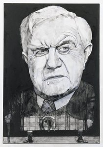 Portrett av Andrew Cruickshank, illustrasjon for The Sunday Times (gouache om bord)