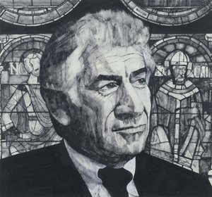 Portrett av Leonard Bernstein, illustrasjon for The Sunday Times, 1970-tallet (gouache om bord)
