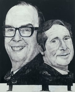 Portrett av Morecambe og Wise, illustrasjon for The Listener, 1970-tallet (gouache om bord)