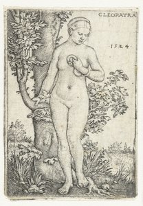 Død av Cleopatra med slange nær et fikentre Cleopatra (tittel på objekt) av Barthel Beham