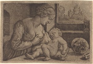 Madonna med hodeskalle av Barthel Beham
