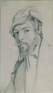 Selbstporträt von Barthélemy Menn mit Zigarre