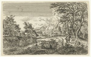 Landskap med mann og gutt av Bartholomäus Ignaz Weiss (attributed to)