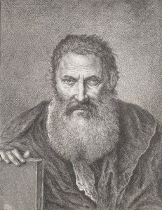 Portrett av en skjeggete mann som holder en bok, ca. 1750-1815. av Bartholomaeus Ignaz Weiss