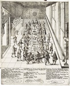 Festmåltid i anledning løftet om troskap mottatt av Ferdinand IV (1633 -1654) konge av romerne, konge av Ungarn og konge av Böhmen 5. september 1651 i Wien av Bartholomäus Kilian