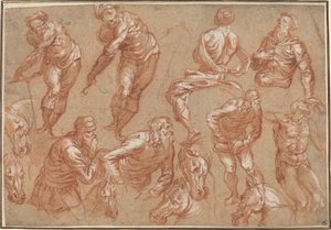 Figurstudier av Bartholomaeus Spranger after Jacopo Tintoretto