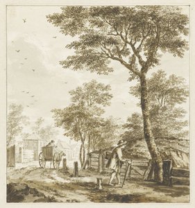 Landskap med figurer og hest og vogn av Bartholomeus Barbiers