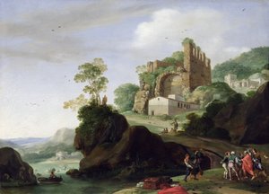 St. Peter og St. John i et landskap med ruiner, ca. 1625 (olje på kobber)
