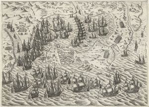 Slaget ved Cadiz, 1596 av Bartholomeus Willemsz. Dolendo (attributed to)