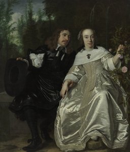Nederlandsk: Abraham del Court og hans ektefeller Maria lysestaken Abraham del Court og hans kone Maria lysestaken av Bartholomeus van der Helst