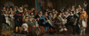 Riflens måltid for å feire freden i Munster. 1648 av Bartholomeus van der Helst