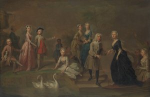 Uvedale Tomkyns Price 1685-1764 og medlemmer av hans familie, muligens tidlig på 1730-tallet.