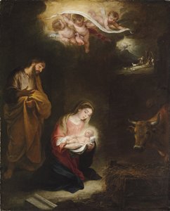 Fødselen med kunngjøringen til hyrdene bortenfor av Bartolomé Esteban Murillo