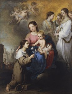 Jomfruen og barnet med Saint Rose of Viterbo av Bartolomé Esteban Murillo