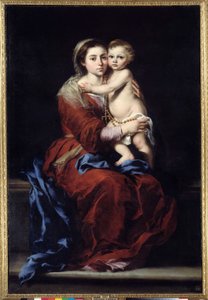 Rosenkransens jomfru. Madonna har barnet. Maleri av Bartolome Murillo (1618-1682) av Bartolomé Esteban Murillo