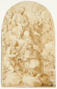 Jomfru Maria med Kristusbarnet i skyene av Bartolomé Esteban Murillo