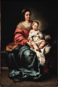 Jomfru av rosenkransen - olje på lerret, ca 1650 av Bartolomé Esteban Murillo