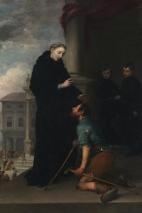 Den hellige Thomas av Villanova helbreder en lam mann av Bartolomé Esteban Murillo