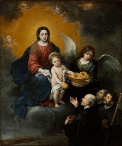 The Infant Christ Distributing Bread to the Pilgrims - Maleri av Bartolome Esteban Murillo (1617-1682), olje på lerret (219x182 cm) av Bartolomé Esteban Murillo