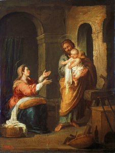 Den hellige familie (maleri på lerret) av Bartolome Esteban Murillo