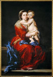 Jomfru Maria med rosenkransen (maleri på lerret) av Bartolome Esteban Murillo