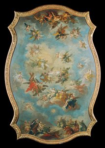 Tilbedelse av navnet Mariae - Det guddommelige råd for forløsning - Englenes fall av Bartolomeo Altomonte