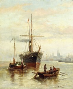 En havnescene med utsikt over Venezia