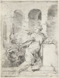 Margaret av Antiokia trosser dragen av Bartolomeo Biscaino