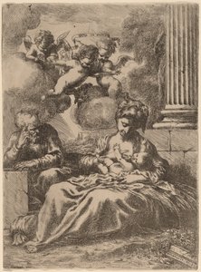 Den hellige familie ved en kolonne av Bartolomeo Biscaino