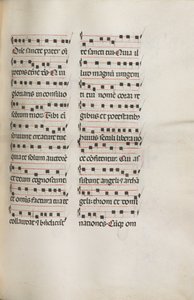Missale: Fol. 112: inneholder litt musikk som en del av palmesøndagsliturgien, 1469. av Bartolomeo Caporali