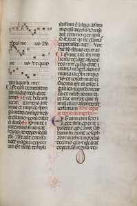 Missale: Fol. 129: inneholder musikk for Hely Hely Lama etc. innenfor St. Mattion Passion, 1469. av Bartolomeo Caporali