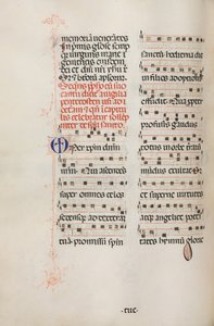 Missale: Fol. 180v: Musikk til forskjellige vanlige bønner, 1469. av Bartolomeo Caporali