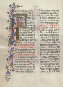 Missale: Fol. 311v: Saint Anne holder den nyfødte jomfruen, 1469.
