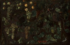 Drueranker og frukt, med tre vipstjerter, ca. 1615-18.