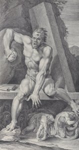 Plate 7: den blindede Polyfemus, vokter inngangen til hulen hans, med Ulysses og hans..., 1756