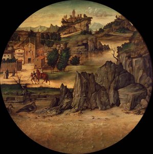 Landskap med slott, slutten av 1400-tallet. av Bartolomeo Montagna