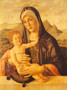 Madonna og barn sittende, av Bartolomeo Montagna (cirka 1450-1523) av Bartolomeo Montagna