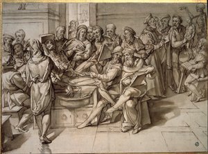 Anatomiforelesning holdt av Michelangelo Buonarroti dit Michelangelo (Michelangelo eller Michel Ange