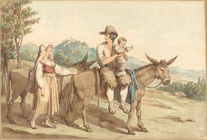 En bondefamilie og to esler av Bartolomeo Pinelli