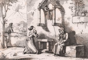 En datter som ber til Madonnaen for sin syke mor, etsning av Bartolomeo Pinelli (Roma av Bartolomeo Pinelli