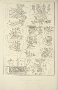 Aztec hieroglyfer fra manuskriptet til Veletri, illustrasjon fra 