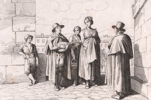 Blind mann synger og spiller, etsning av Bartolomeo Pinelli (Roma av Bartolomeo Pinelli