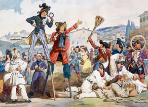 Karneval i Roma, av Bartolomeo Pinelli (1781-1835), Italia