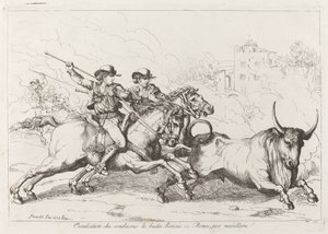 Storfe drevet til slakt i Roma (Plate 16) av Bartolomeo Pinelli