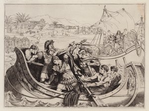 Pompeius#39; død, 48 f.Kr. (etsning) av Bartolomeo Pinelli