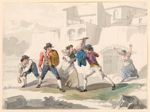 Tegning, En huslig tvist i Tivoli, 1807–08